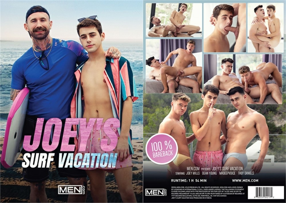 Joey s Surf Vacation / Каникулы Джоуи на серфинге (MEN) [2024 г., Twinks, Bareback, Dad And Son, Oral/Anal Sex, Big Dick, Hairy, Tattoos, Threesome, Rimming, Masturbation, Cumshots, WEB-DL 1080p]