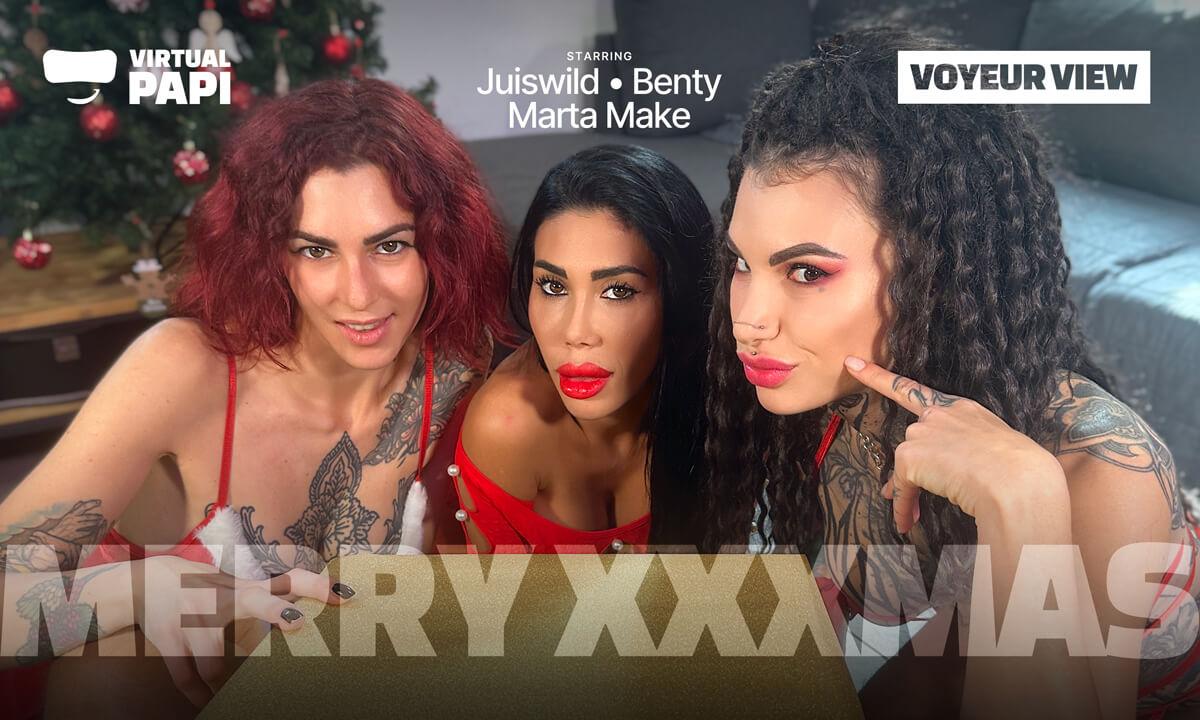 [Virtual Papi / SexLikeReal.com] Juiswild, Marta Make, Benty - Merry XXXmas (Voyeur View) (40283) [2024-01-06, Big tits, Blow job, Pussy licking, Silicone, Brunette, Christmas, Costumes, Curly, Long hair, Doggy style, Hardcore, Missionary, NonPOV, Tattoo,