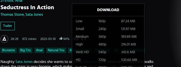 [21EroticAnal.com / 21Naturals.com] Sata Jones – Seductress In Action (03/10/2023) [2023, Anal, Brunette, Big Tits, Anal Fingering, Fingering, Ass To Mouth, Blowjob, Deepthroat, Big Dick, Gagging, Doggy Style] – Porn torrents download