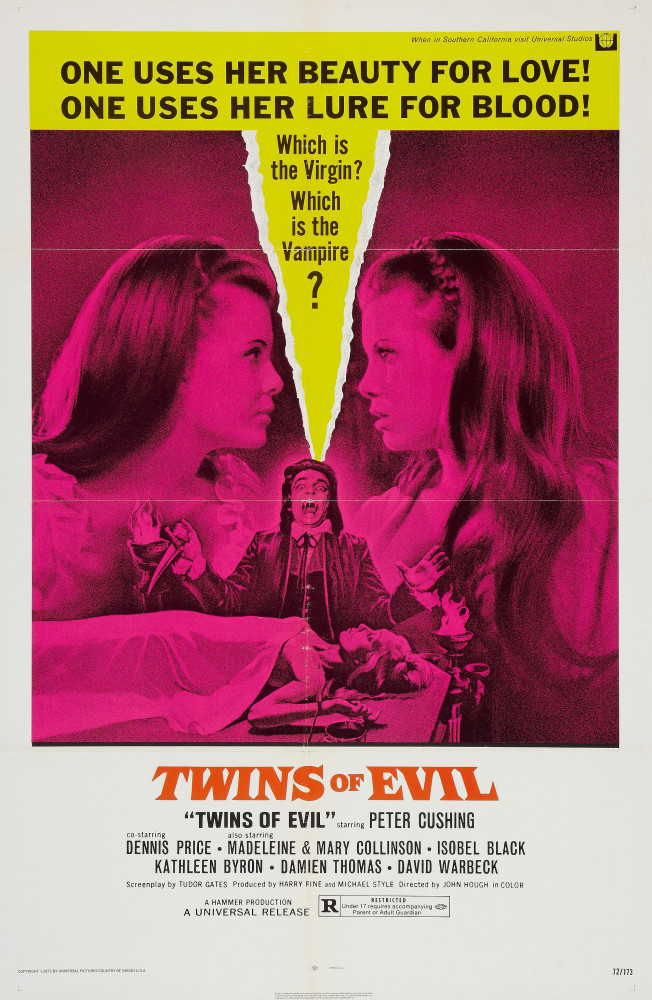 Twins of evil / Близнецы зла (John Hough, Hammer Production) [1971 г., Erotic, horror, BDRemux, 1080p] (Dennis Price, Peter Cushing, Mary Collinson, Madeleine Collinson, Isobel Black, Kathleen Byron, Shelagh Wilcocks, Damien Thomas, David Warbeck, Ha ]